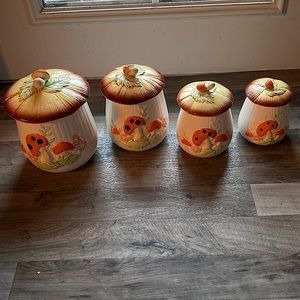 Set of 4 Mushroom Canisters